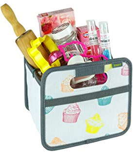 meori Faltbox Mini mit Motiv Cupcake – Kleine Klappbox mit Griffen – Geschenkidee und Allzweck Aufbewahrungslösung - A100310 - 16,5 x 12,5 x 14 cm