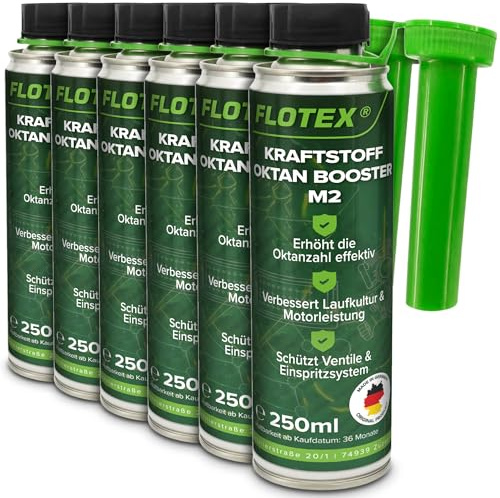 Flotex - Leistungsstarker Oktanverbesserer 6x250 ml | Kraftstoffeffizienz steigernder Systemreiniger | Additiv für verbesserte Benzinverbrennung | Motorreiniger für sämtliche Benzinmotoren