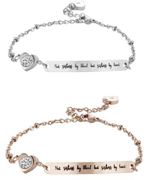 Holibanna Armband Damen Freundin Aus Titanstahl Mit Inspirierenden Botschaften 18.11 Zoll Geschenk Für Seelenschwestern Und Schwesterherzen
