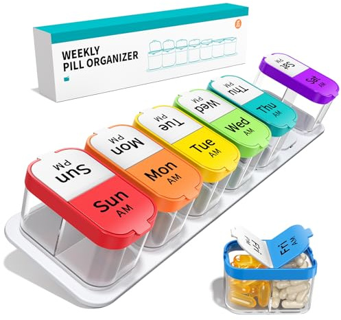 Daviky Extra Large Weekly Pill Organizer 2 Times a Day, XXL AM PM Pill Organizer 7 Day, Big Pill Case with Large Compartments, Daily Medicine Box to Hold Vitamin, Supplement and Medication