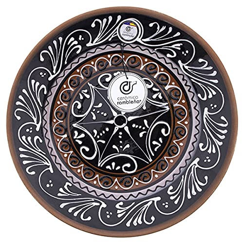 CERÁMICA RAMBLEÑA | Plato Decorativo para Colgar en Pared | Plato de cerámica | Plato decoración | Plato de Barro Rojo - Modelo D21 | 100% Hecho a Mano | 28x28x4.5 cm