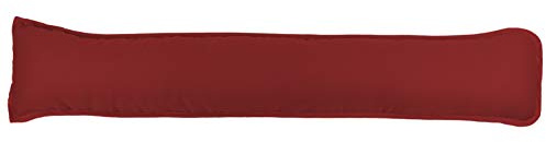 Plain Dyed Fabric Hollowfibre Filled Draught Excluder Stopper Cushion - Heavy Door Draught Stopper for Bottom of Door/Window - Draft Insulator - 90x18cm (Wine)