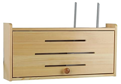 Tauzveok Holz Router Regal Groß Wandhalterung Set Top Box Kabelbox Nicht Gestanzt Schwimmdock Kabelmanagement Box,52 * 12.5 * 25cm
