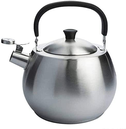 ZHANGDONG Bouilloire INOX Bouilloire sifflante Théière en Fonte Bouilloire à sifflet en Acier Inoxydable 3,5 L, Bouilloire sur la cuisinière, chaudière à thé et à café pour Eau Chaude.