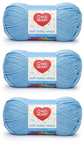 Red Heart Soft Baby Steps Baby Blue Yarn - 3 Pack of 141g/5oz - Acrylic - 4 Medium (Worsted) - 256 Yards - Knitting, Crocheting & Crafts