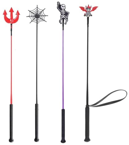 NETPROSHOP Leichte Reitgerte mit Klatsche Einhorn oder Halloween Designs Länge 65 cm, Groesse:65 cm, Farbe:Teufelchen