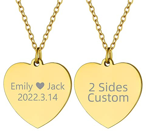 Supcare Herren Halskette Dog Tag Kette Gravur Edelstahl Hundekette Erkennungsmarke Herzkette Militär Army Kette Hund Gold Anhänger Custom Pendant Necklace Men Personalisiert Modeschmuck für Vater