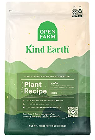 Open Farm Kind Earth Plant Based Dry Dog Kibble, Natural Vegan Dog Food, Source of Complete Protein, Nutrient-Dense, Highly Digestible, Hypoallergenic, Lower Carbon Footprint (20 Pound Pack of 1)