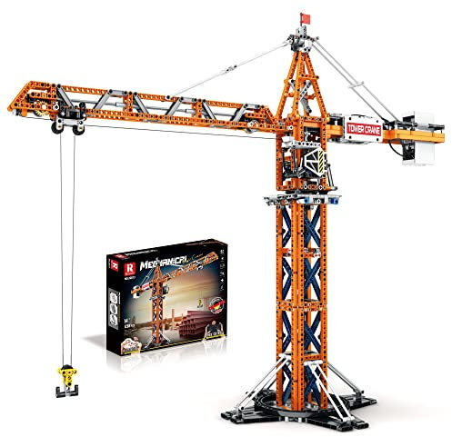 Reobrix 22013 Technic Turmdrehkran Ferngesteuerter Klemmbausteine, 14 Jahre+, 1288 PCS MOC Bausteine, lustiges Spielzeug Auto, besonderes Geschenk für Jugendliche und Erwachsene, kompatibel mit Lego
