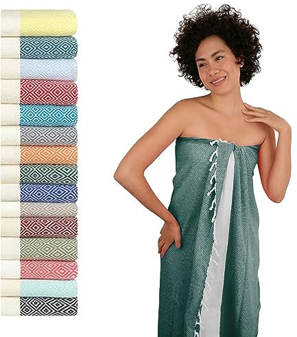 Flora Furora Saunahandtuch Saunatuch Damen + Herren, Hamamtuch groß 100x200 XXL: lang, platzsparend, leicht | Sauna Handtuch, Wellness Spa Tuch, Saunakilt Zubehör | Fouta Hamam Badetuch