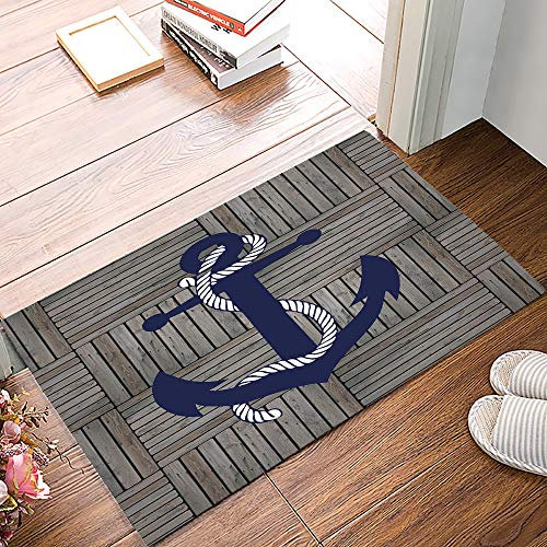 494 Zerbino da Esterno 40X60Cm Zerbino Ancora Nautica retrò Vintage Tappeti Base Antiscivolo Tappeto Entrata Casa per Ingresso, Cucina, Giardino