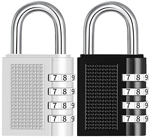 2er Schloss mit Zahlencode Vorhängeschloss Wetterfest Zahlenschloss 4 Stellig, Kellerschloss Zahlenschlösser Padlock Koffer Schloss Vorhängeschlösser für Spind Fitnessstudio Gepäckschlösser Schlösser