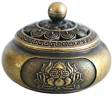 Bruciatore di Incenso Loto Retrò Cavo in Metallo,Mini Bruciatore di Incenso Retrò Scavato,Per L'uso in Incensi a Forma di Cono,Adatto per Casa,Ufficio e Sala Da Tè 2.5x4cm Bronzo Tokaneit