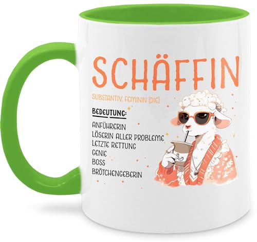 Tasse Tassen 325ml - Job & Beruf - Schäffin I Chefin Geschenk I Anführerin I Leiterin I Vorgesetzte I Lustig I Witzig I Weihnachten - 325 ml - Hellgrün - kaffeebecher sprüche arbeit schaf haferl