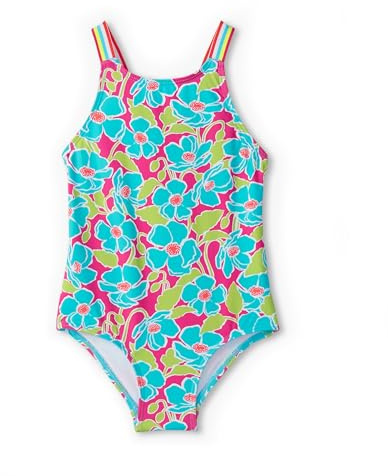 Hatley Girls' One Piece Swimsuit, Floating Poppies, 4 Years