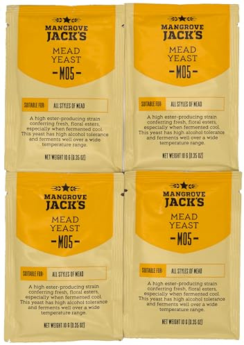 4x Honigwein Hefe Set- 10g/17L - Mangrove Jack's - Trocken Methefe - | Metwein | Weinhefe | Hefe Weißwein und Rotwein