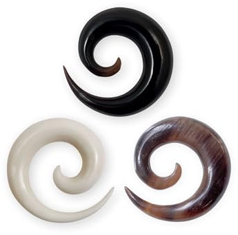 Fly Style 1 Stück Piercing Ohr Expander aus Horn oder Knochen - Schlichte Dehnschnecke Dehnspirale Dehnungsschnecke Dehnsichel, Grösse:14 mm, Farbwahl:braun