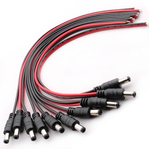 RUNCCI-YUN 10PCS 5.5 X 2.5mm DC Alimentation Pigtail Cables,18AWG 12V 5A DC d'alimentation Connecteur pour Vidéo Surveiller CCTV Caméra Câble LED Strip Connecteur DC