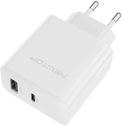 N NEWTOP Caricabatterie UD05 da Rete Muro USB A + Type-C POWERDELIVERY 45W Quick Charger 3.0 18W Ricarica Veloce Rapida Universale Compatibile con Huawei Samsung Xiaomi Tablet Oppo Honor Asus