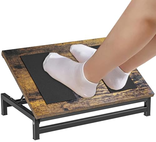 Poggiapiedi per sotto la scrivania al lavoro, poggiapiedi regolabile con 4 posizioni di altezza, supporto ergonomico con superficie antiscivolo (legno)