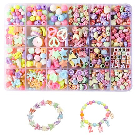 SinChic Ketten Basteln,600 Stück Perlen Buchstaben DIY Armband Perlen Set Kunsthandwerk Schmuckherstellung Halskette Armband Stirnbänder Acryl