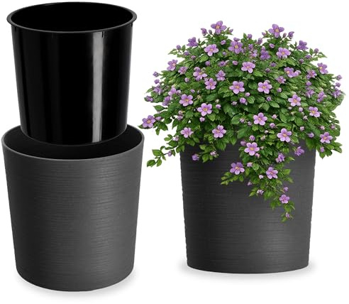 KADAX Pot de Fleurs Graphite 30 cm – en Plastique et Copeaux de Bois Recyclés pour Une Décoration Rustique et Authentique, Idéal pour l'Intérieur ou l'Extérieur