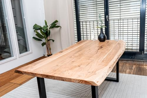 Linele Baumkantentisch 160x85 cm, Massivholz Esstisch, Akazienholz