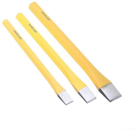 Lot de 3 burins plats robustes et fiables fabriqués en acier au chrome vanadium résistant pour les artisans