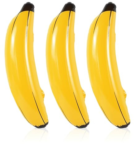 TUONYIS 3 plátanos inflables de 60 cm, juguetes acuáticos para piscina, playa, verano, decoración de fiestas, para fiestas hawaianas, carnaval (amarillo)