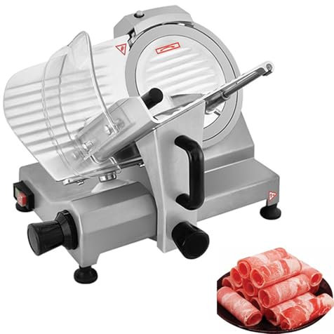BDJSN Trancheuse à Viande Professionnelle 125W, Coupe-Viande en Acier Inoxydable de 0,2 à 12 mm, diamètre de Lame de 220 mm, trancheuse à Viande congelée pour Restaurants et hôtels