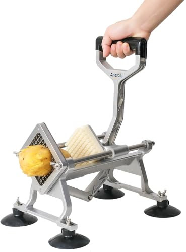 Anatole Cortador de Patatas Fritas Profesional con 13 mm Cuchilla de Acero Inoxidable Picadora de Patatas Finas Verduras Manual con Ventosas para Cebollas Zanahorias Pepinos