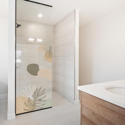 yabaduu Film Dépoli Occultant Paroi de Douche et Fenêtre Salle de Bain Film Givré Autocollant Imperméable Anti Regard Sticker Décoratif Vitrage Opaque YX001 (02 Feuilles bohèmes, 100 x 180 cm)