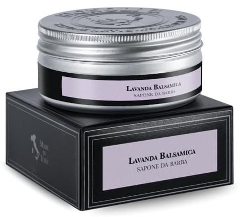 Bignoli Sapone da Barba Artigianale – Sapone da Barba con Schiuma Ricca per Rasatura Tradizionale (175 gr, Lavanda)