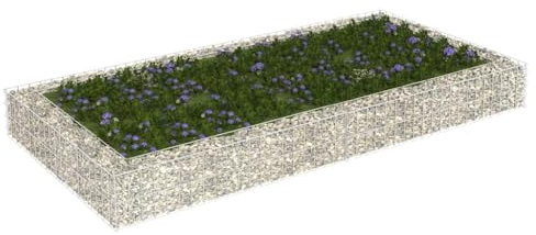 HaoChrymec Gabion Jardinière with Acier Galvanisé, Panier à Pierre, Parterre Surélevé en Gabion, Jardinière à Gabion, Jardin ou Cour, 200 x 100 x 20 cm