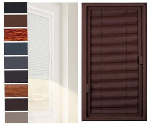 XILYZMO Cordless Magnetic Blinds, Raised Frame Doors 5mmSingle Glass Blinds, Magnetic Control Shade, Aluminum Frame Venetian Sunshade For Home Office