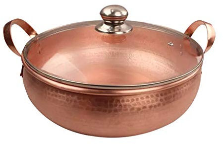 Pentola calda in rame rosso Shabu Shabu, pentola a induzione, for stufati, zuppe e uso domestico(18cm/7-single)