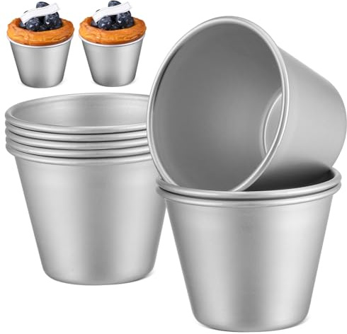 Ciieeo 8 pezzi Stampi Cupcake in Alluminio Resistente Formine Muffin e Budino Compatte per Dolci Fatti Riutilizzabili e Impilabili Accessori Forno Versatili per Torte e