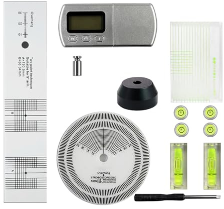 Guaber Para placa de calibración de ángulo de recogida de discos LP, medidor de distancia, herramienta de regla de ajuste del transportador, herramienta LCD digital dinamomte para calibración de