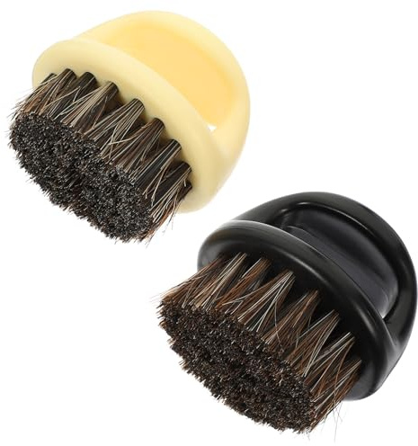 2 Stück-pack Bartbürste mit Borsten aus Abs für Herren Schwarz Beige | Multifunktionales Modell, Entfernt Abgebrochene Haare, als Handbürste Nutzbar
