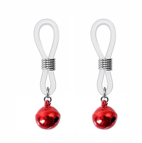 Niaspi Red Jingle Bell Dangle Non-Piercing Nipple Rings for Women Adjustable Christmas Body Jewelry with Bells Fake Nipple Rings Nipplerings Piercing Jewelry
