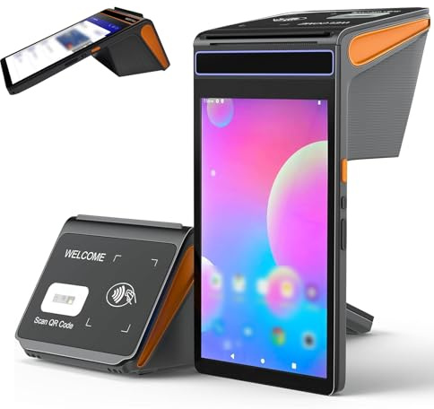 Imprimante PDA Portable/Caisse enregistreuse, imprimante de reçus et d'étiquettes 58 mm, Terminal POS 4G et WiFi avec écran Tactile IPS 8 Pouces 800 x 1280, pour Petites Entreprises