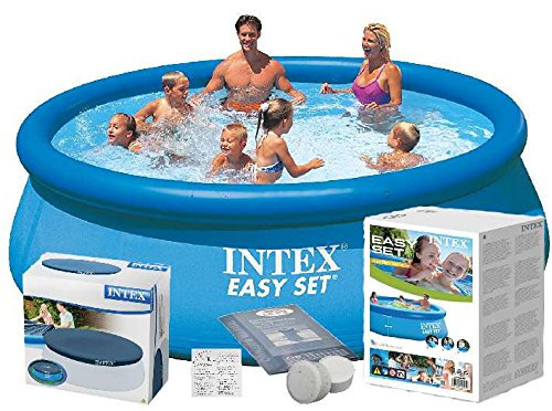 Intex 28130 366 x 76 cm 5621l Full piscine – Easy – Set Jardin Piscine + Couverture + chlore avec accessoires