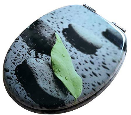 WC Sitz Toilettensitz Toilettendeckel Klodeckel Klobrille mit Absenkautomatik 7 Top Motive (Green Leaf 607609)