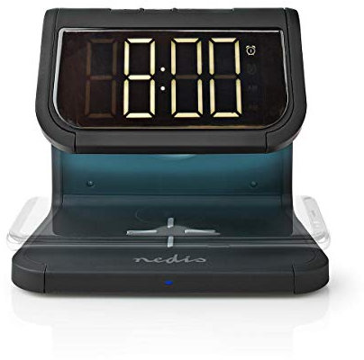 Alarm Clock with Wireless Charging | Qi Certified | 5/7.5/10 W | 1/1.1 A | USB-A Female | Night Light | 2 Alarm Times | Snooze Function