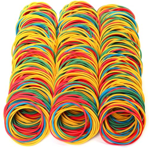 LotFancy Rubber Bands, 600PCS Size 16 (2 1/2 x 1/16) Elastic Durable Colored Rubber Bands for Office Supplies, Tie Dye