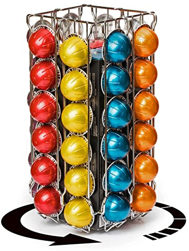 COBB INDUSTRIES® - Apollon CH0022 - Porte Capsules Distributeur Présentoir Rotatif Tournant pour 80 capsules Nespresso Vertuo Acier chromé