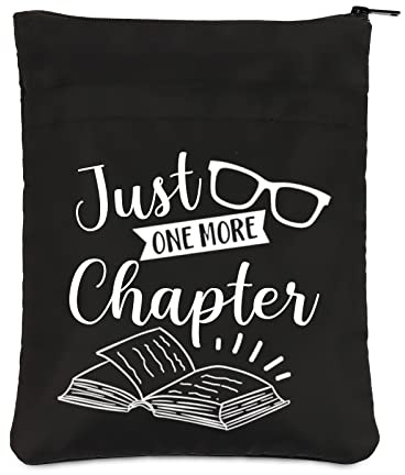 PLITI Bookworm Book Sleeve Librarian Appreciation Gift Book Lover Gift Just One More Chapter Book Protector for Women (More Chapter BSblU)