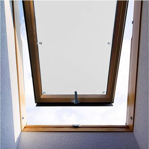 Ygann Dachfenster Rollo Thermo Sonnenschutz Verdunkelungsrollo für Dachfenster UV Schutz mit Saugnäpfe ohne Bohren ohne kleben (Weiß,57x110cm)