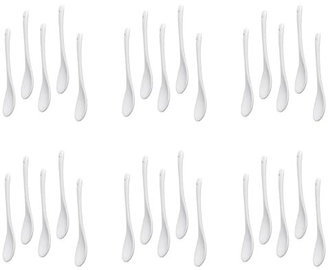 PRIZOM 30 Stück Eierlöffel aus weißem Porzellan, Keramiklöffel, Kaffeelöffel, Dessertlöffel, Mokka, Servierlöffel