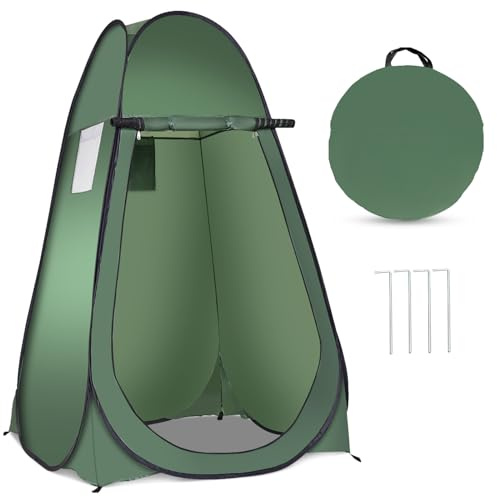 HOMASIS Pop up Duschzelt mit Tragetasche, tragbares Umkleidezelt Camping, Toilettenzelt mit Fenster & Aufbewahrungstasche, Duschkabine für Outdoor, 120 x 120 x 190 cm